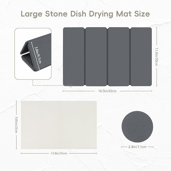 Small Stone Drying Mats for Kitchen Counter, Quick Dry Stone Dish Drying Mat - Image 2
