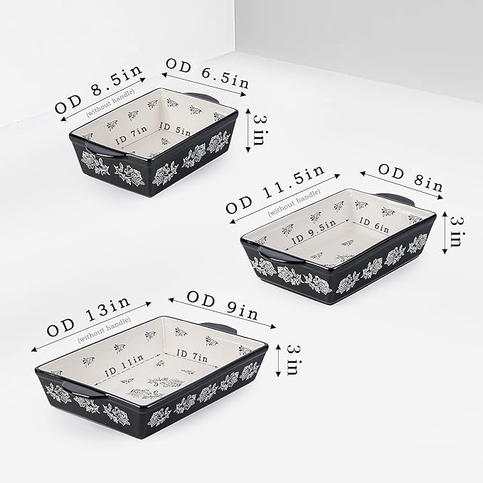 Wisenvoy Baking Dish Ceramic Lasagna Pan Casserole Dish 3-Piece Bakeware Sets - Image 2