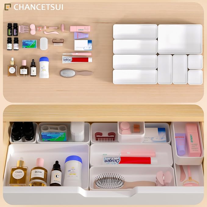 9 Pcs Stackable Drawer Organizer Trays Set, Desk Drawer Organizer Office. - Image 4