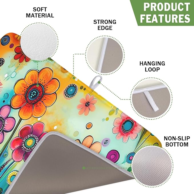 Abstract Colorful Floral Dish Drying Mat - Image 3