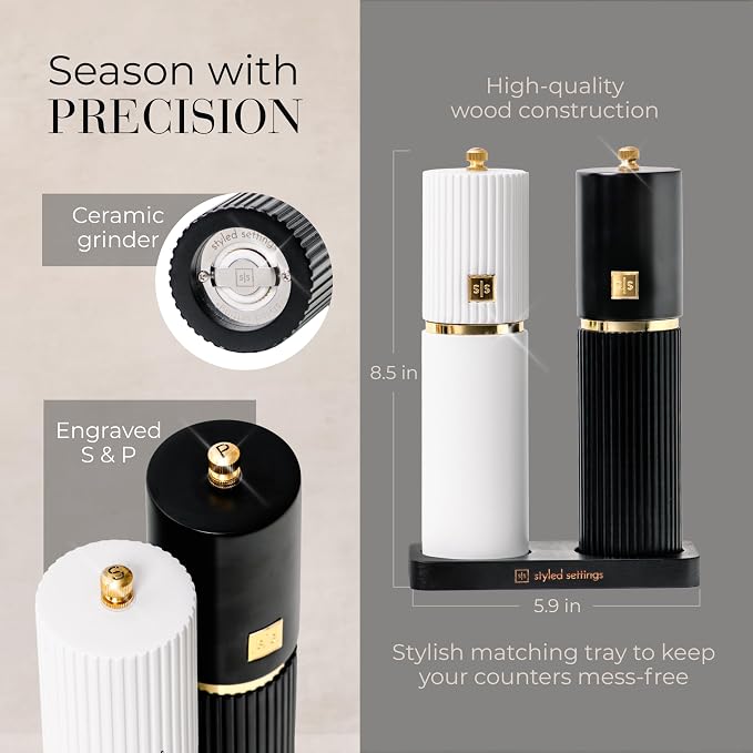 Wooden Salt and Pepper Grinder Set – Refillable Manual Salt and Pepper Mills - Image 4