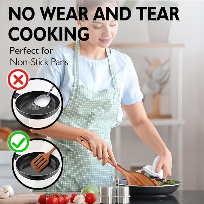 Wooden Spoons for Cooking 11 Pieces Set, High Quality Wooden Kitchen Utensil Set - Image 7
