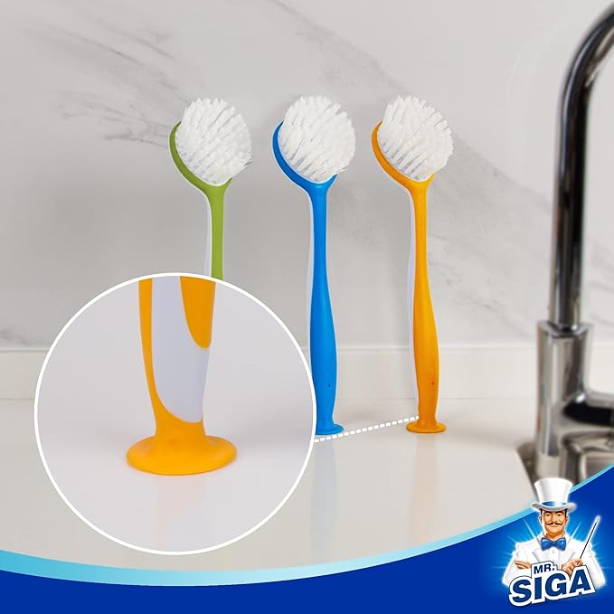 MR.SIGA Round Dish Brush, Size: Dia 5.5 x 25cm - Image 4