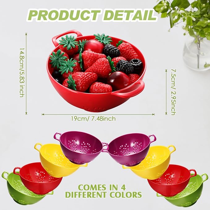 Baderke 4 Pack Mini Colander for Kitchen Plastic Berry Strainer - Image 2