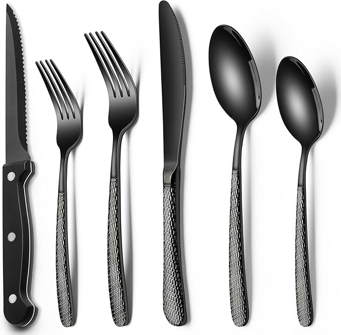 EWFEN 24-Piece Black Silverware Set by EWFEN