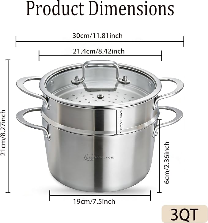 LOLYKITCH 3 Quart Stainless Steel Steamer Pot - Image 7
