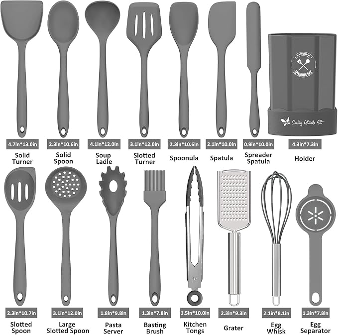 Silicone Kitchen Utensils Set, 16-Piece Silicone Cooking Utensils by Deedro - Image 7