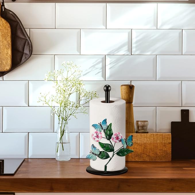 Peryiter Flower Paper Towel Holder Butterfly Kitchen Decoration Countertop - Image 5