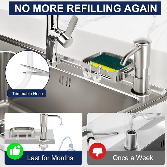 Soap Dispenser for Kitchen Sink, Built in Sink Soap Dispenser Pump - Image 3