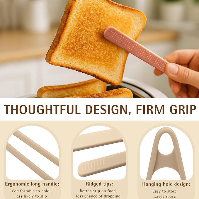 3-Pack Mini Silicone Tongs – 5.5" Small Kitchen Tongs in 3 Colors - Image 3