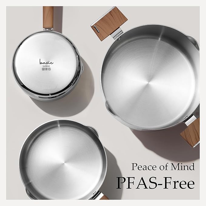 CAROTE1.5Qt & 3Qt Stainless Steel Saucepan Set, Triple Ply Stainless Steel Pot - Image 7