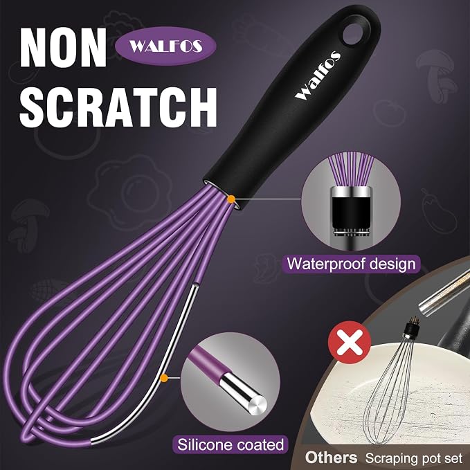 Walfos Mini Silicone Whisk, Heat Resistant - Image 2