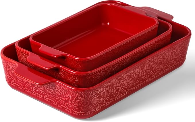 Ceramic Baking Dish Set of 3, Casserole Dishes by IntoYourHouseOntoYourTable