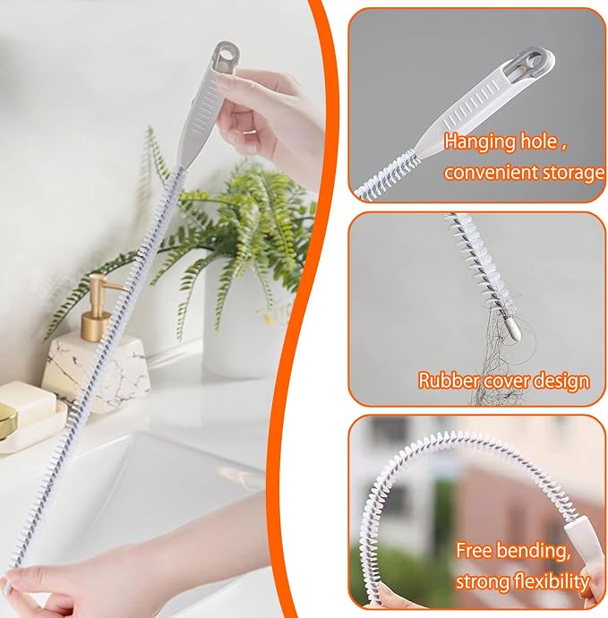 Upgraded Sink Drain Overflow Cleaning Brush, 23.6" Sewer Drain Brush, Bendable - Image 5