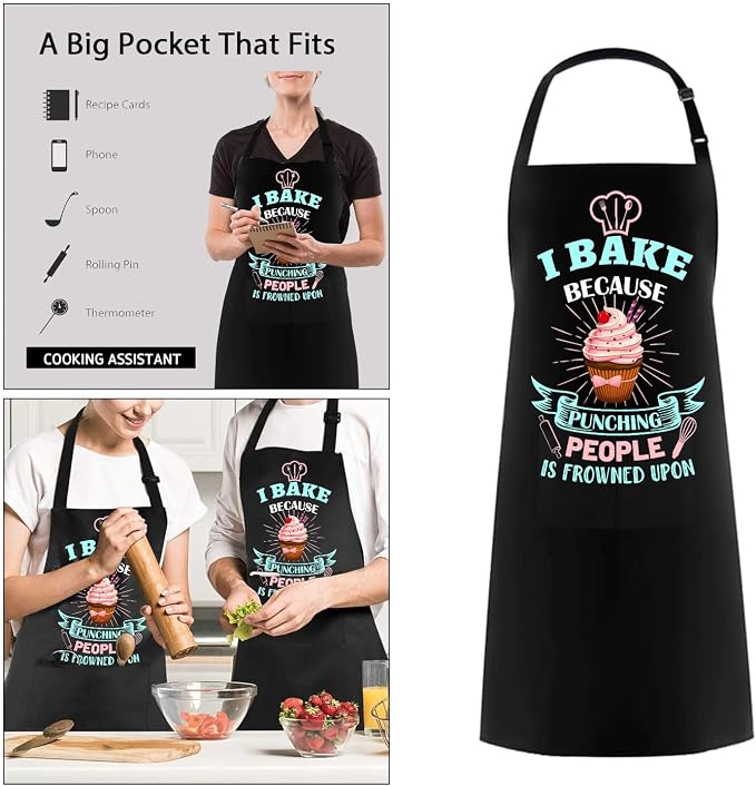 Baking Apron for Women I Baking Because People Is Frowned Aprons Gifts for Men - Image 4