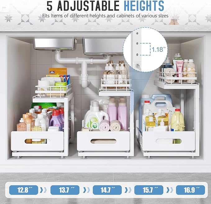 Under Sink Organizer Upgrade To Professional Rails, 2-Tier Dual Pull Out - Image 6