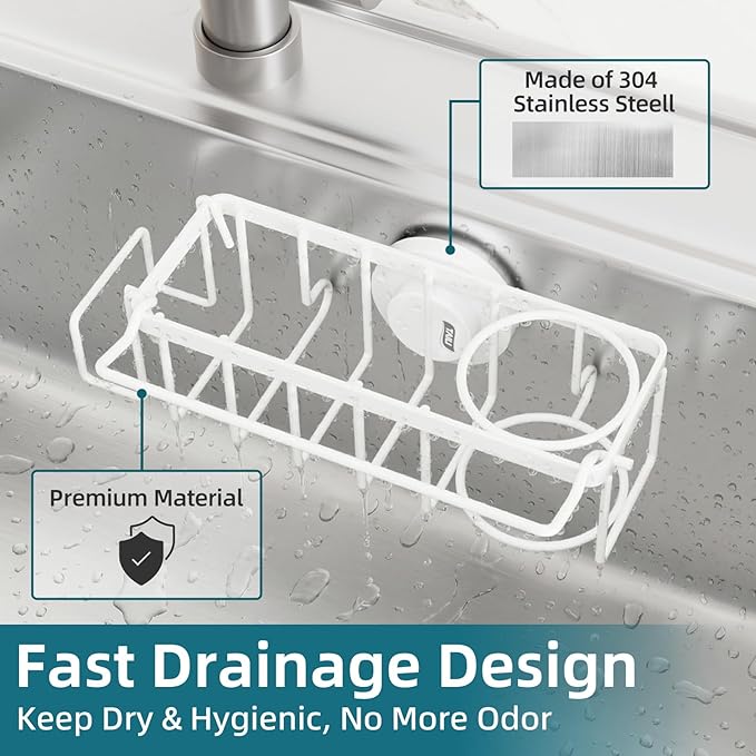 TAILI 4-in-1 Sink Caddy with Strong Suction Cup, Sponge Holder - Image 4