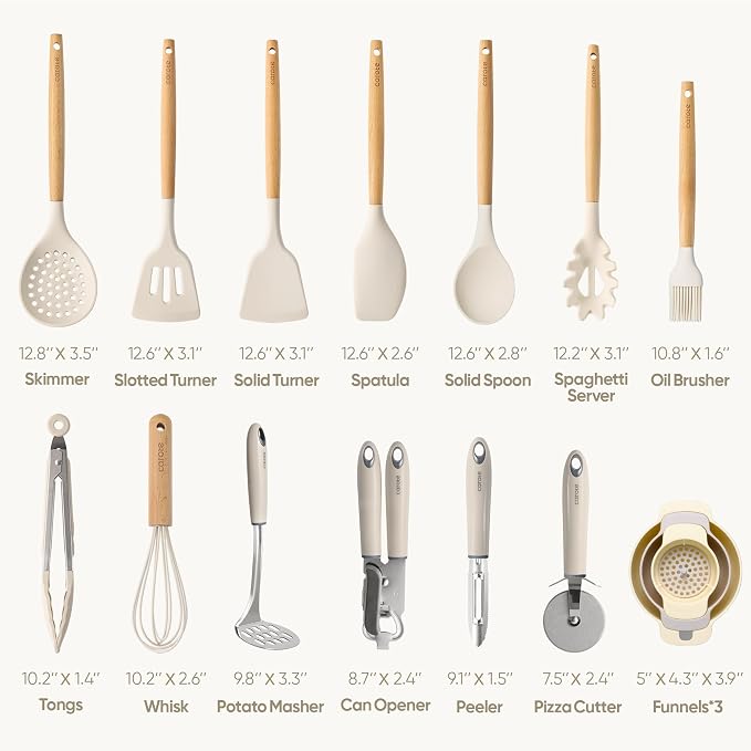 CAROTE Silicone Cooking Utensils Set, Kitchen Utensils Set 16 Pcs - Image 2