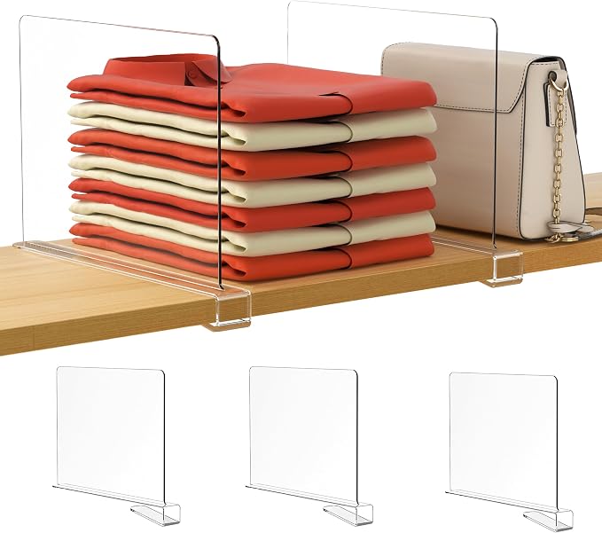 HBlife 3 Pack Clear Shelf Dividers, Vertical Purse Organizer by HBlife