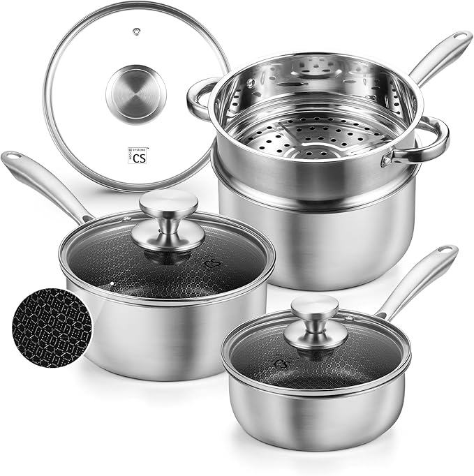 KOCH SYSTEME CS Hybrid Nonstick Stainless Steel Saucepan Set by KOCHSYSTEMECS