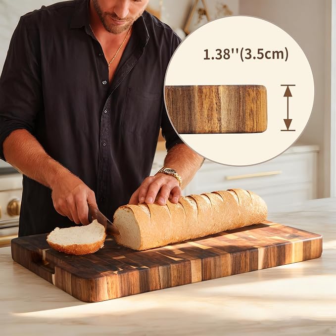 Utoplike Acacia Cutting Board 17 x 12 IN, Wood End Grain Chopping Board - Image 2