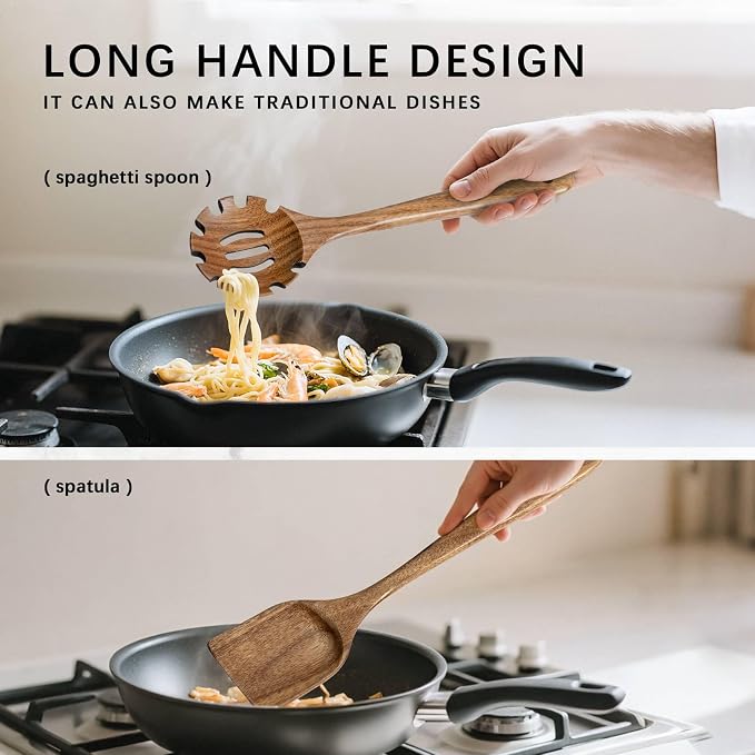 Wooden Spoons for Cooking, Nonstick Cooking Utensil Set - Image 5