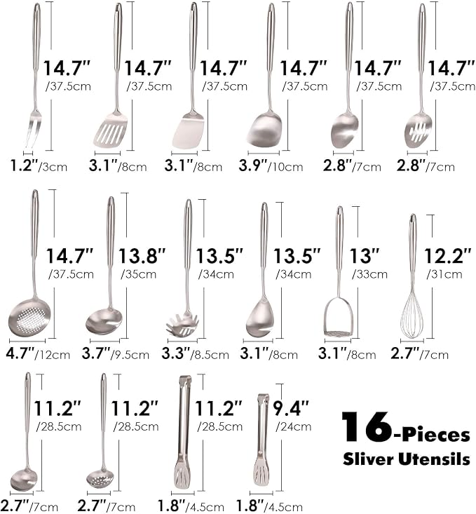 18/10 Stainless Steel Cooking Utensils Set - Image 2