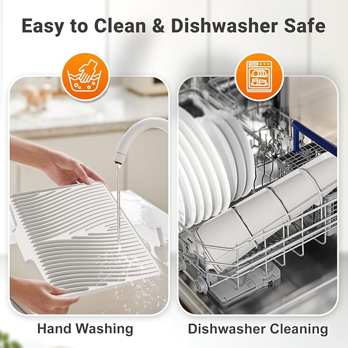 Silicone Dish Drying Mat for Kitchen Counter, Dish Drying Pad, Non-Slip Drain - Image 5