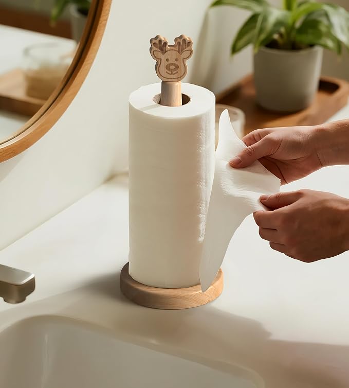 KitchLife Cute Wooden Paper Towel Holder Countertop - Image 6