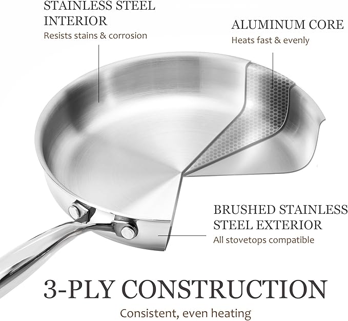 CAROTE 21pcs Tri-Ply Stainless Steel Cookware Set, Pots and Pans Set, Non Toxic - Image 3