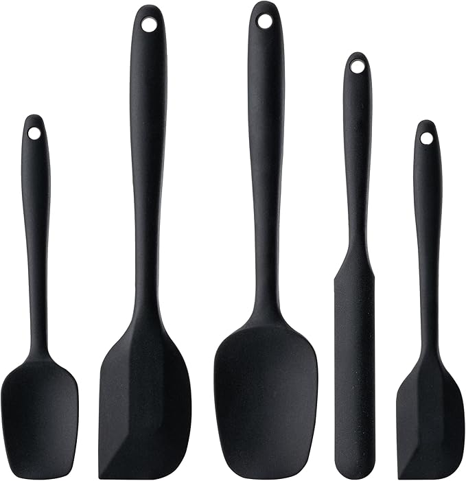 Silicone Spatula Set, 5 Piece Food Grade Rubber Spatulas by Hoewina