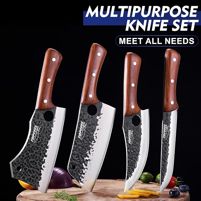 Topfeel 4PCS Meat Cleaver Set -Heavy Duty Bone Chopper & Meat Cleaver & Viking - Image 4