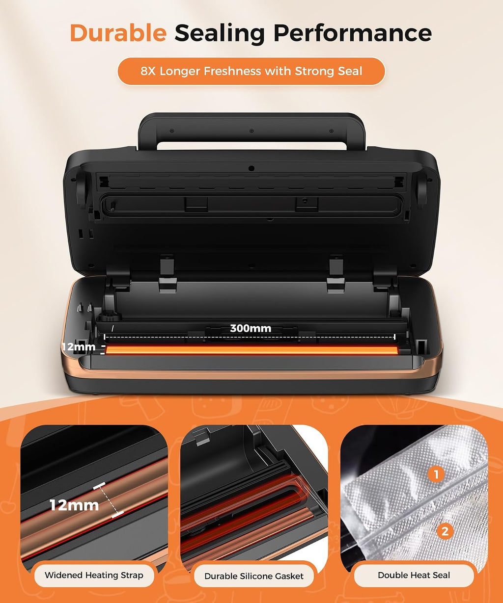 95KPa Powerful Commercial Vacuum Sealer Machine, 2X Strength Double