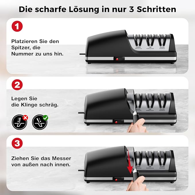 Professional Electric Knife Sharpener, 3-Stage Diamond Abrasive Sharpening - Image 6