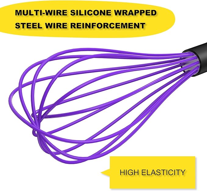 NileHome Silicone Whisk Set, 3 Pack Kitchen Whisk 10" Kitchen Wisk Wire Whisks - Image 3