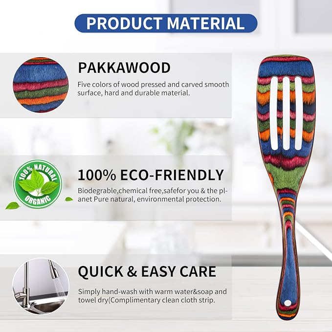 Spurtle Set, Wooden Utensils for Cooking, WOSPONFAN Kitchen Utensils Set - Image 4