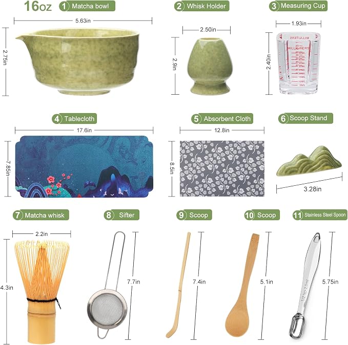 Matcha Whisk Set, Matcha Kit, Whisk Made from 100% Natural Bamboo, 11-component - Image 2