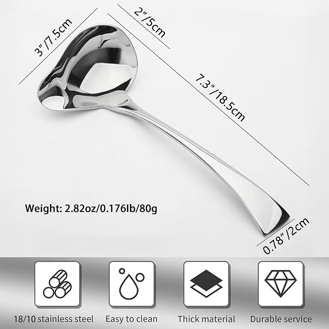 Comicfs 2 Pack Gravy Spoon Mini Gravy Ladle Drizzle Spoon 18/10 Stainless Steel - Image 4