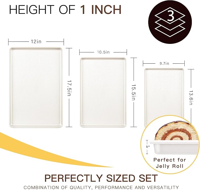 HONGBAKE 3 Pack Nonstick Ceramic Baking Sheet Pan Set - Image 5