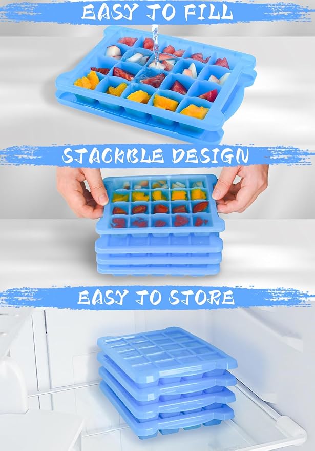 4 Pack Mini Ice Cube Trays for Freezer-Easy Release & Stackable | Small Ice - Image 4
