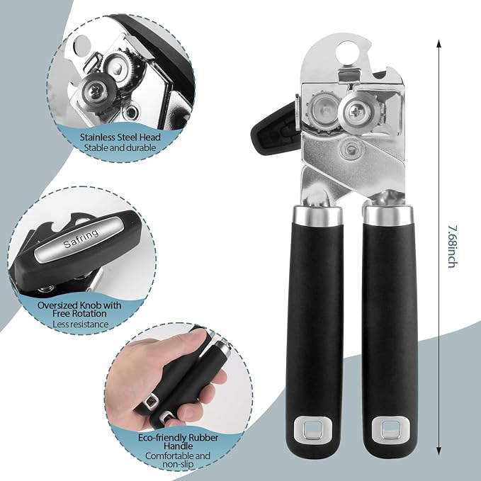 Safring Can Opener Manual, Heavy Duty Handheld Strong Can Opener - Image 2