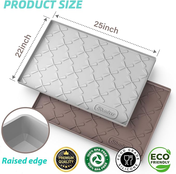 SIKADEER 25" x 22" Under Sink Mat Waterproof, Silicone Mat Kitchen Drawer Shelf - Image 3