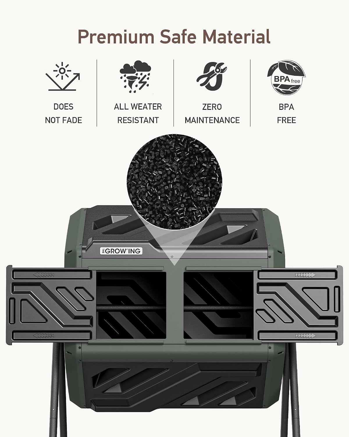 THE Growing 43 Gal Outdoor Compost Bin Tumbler for Backyard Garden