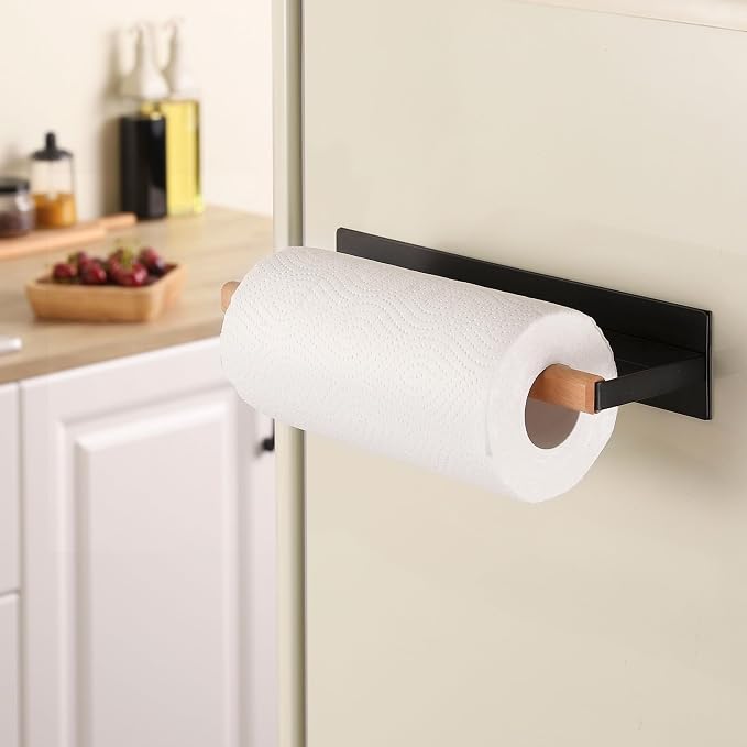 KES Magnetic Paper Towel Holder, Wood & Metal Paper Towel Roll Holder - Image 6