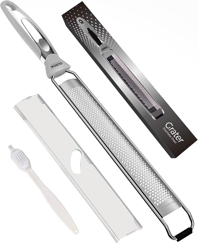 Ourokhome Kitchen Lemon Zester, Stainless Steel Hand Held Parmesan Cheese Grater by Ourokhome