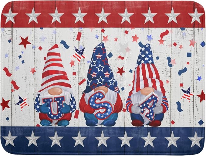 Giwawa 4th of July Gnomes Dish Drying Mat 18x24 inch Patriotic Elf Usa Stars by Giwawa