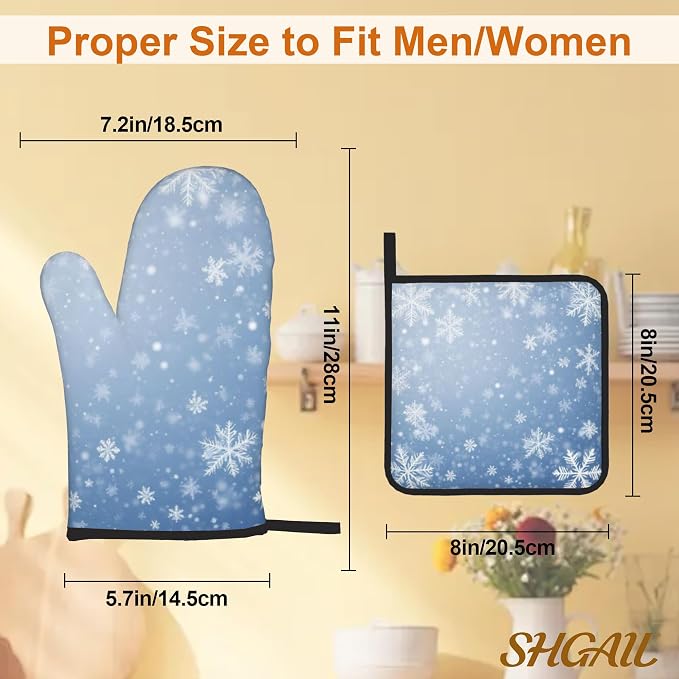 Winter Snowflakes Oven Mitts and Heat Resistant Pads - Image 3