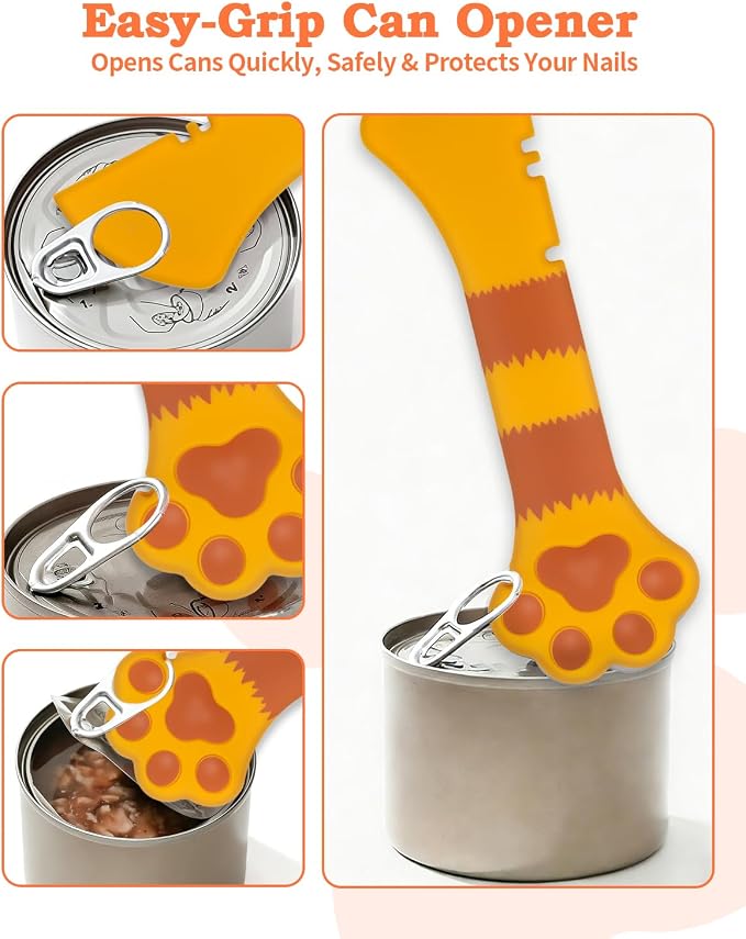 6 PCS Cat Food Can Covers Lids Set, Cat Bar Squeezer, Stainless Steel Wet Food - Image 4