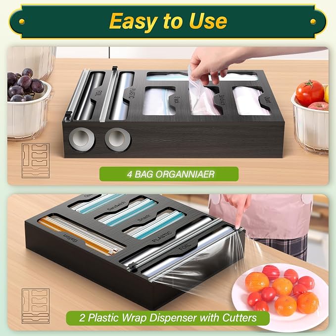 KOCWELL Bag Organizer & Plastic Wrap Dispenser - Image 4