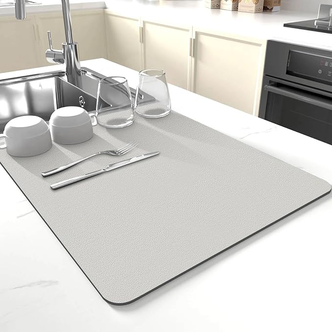 Dish Drying Mat for Kitchen Counter, Drying Mat for Dish Rack, Absorbent Hide by JuSiyley